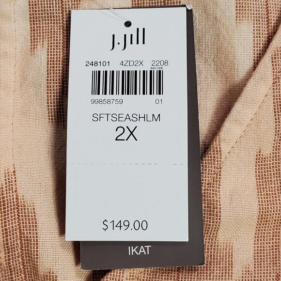 Pure Jill Womens Coastal Artsy Ikat Maxi Dress Size 2X Orange Sleeveless NWT - Picture 5 of 12